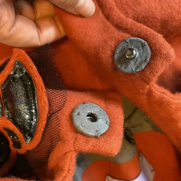 Luxury Silk Wool PeaCoat Jacket Career Business Lady 4/S Orange 3/4 Slv VeraWang - Picture 6 of 9